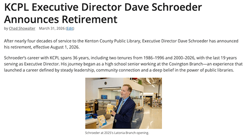 Blog Post announcing director's retirement